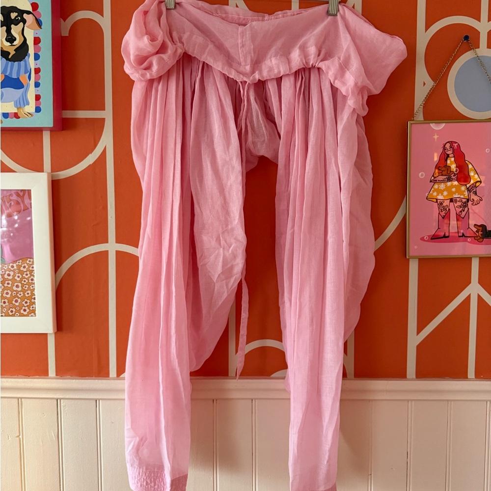 pink flowy oversized pants